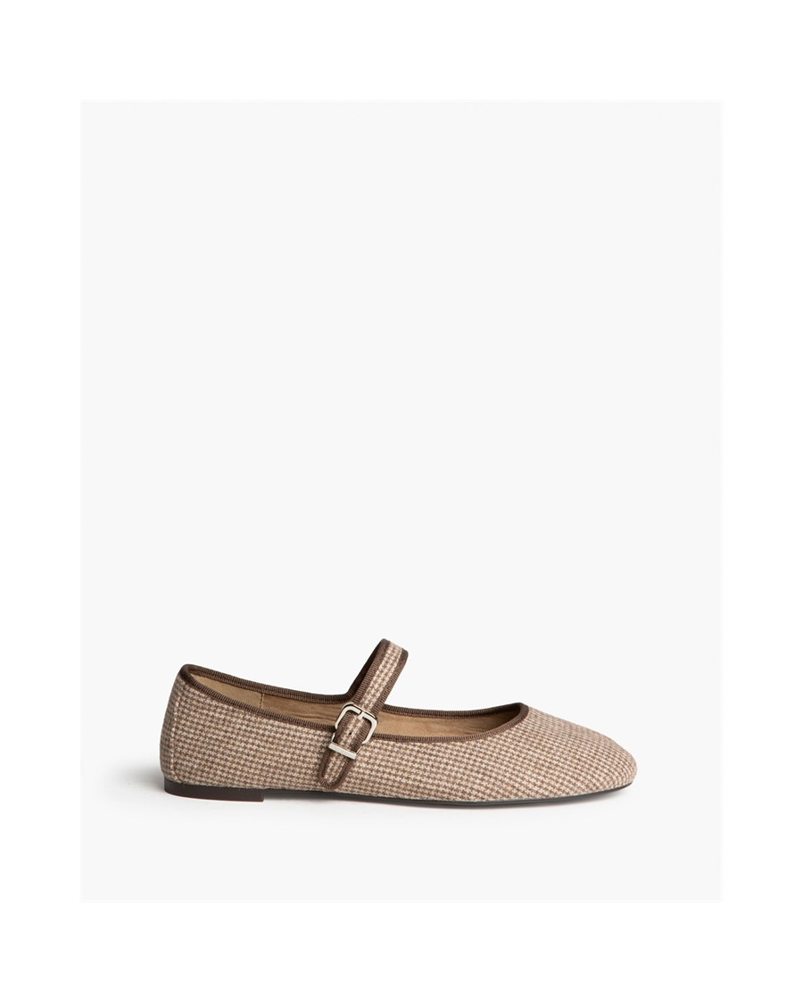 Bailarina Mary Jane vichy camel