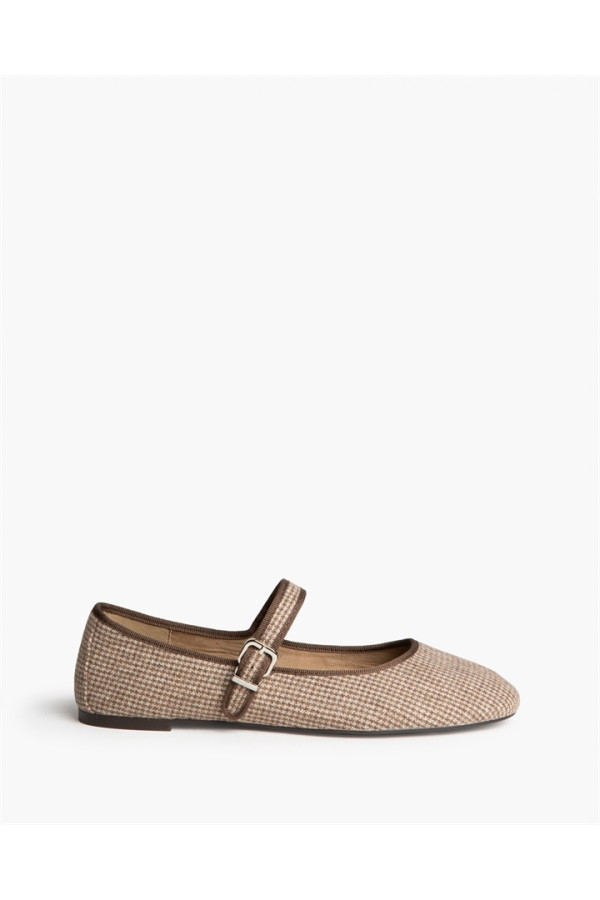 Bailarina Mary Jane vichy camel
