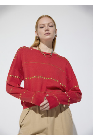 Jersey rayas tachas rojo