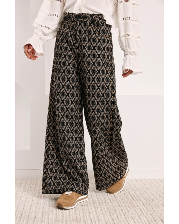 Pantalón jacquard geométrico