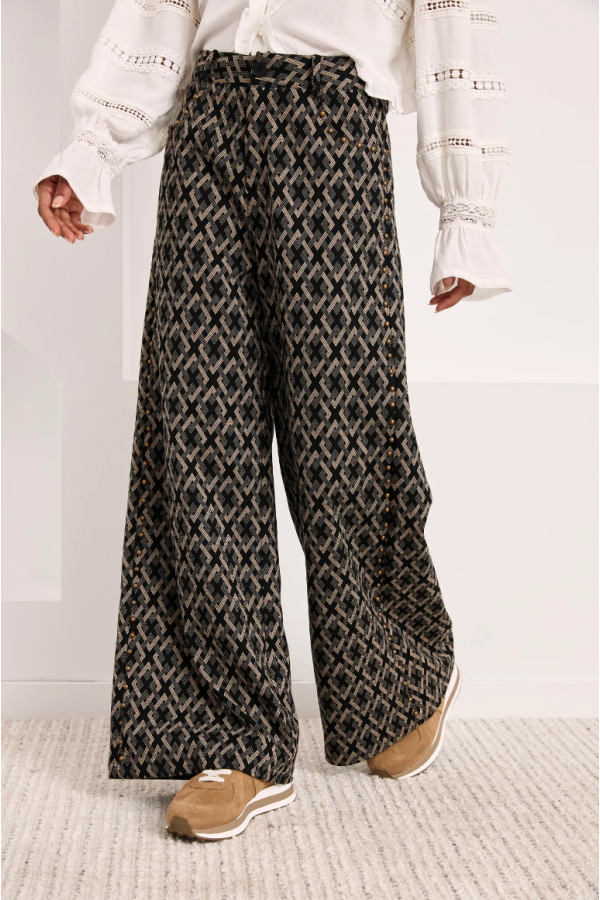 Pantalón jacquard geométrico
