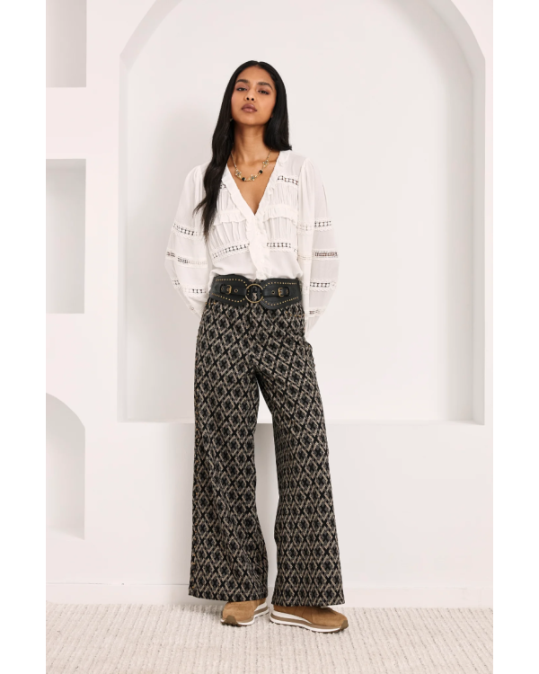 Pantalón jacquard geométrico