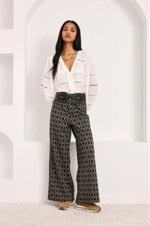 Pantalón jacquard geométrico
