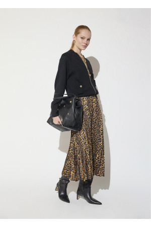 Bomber tricot cremallera leopardo negro