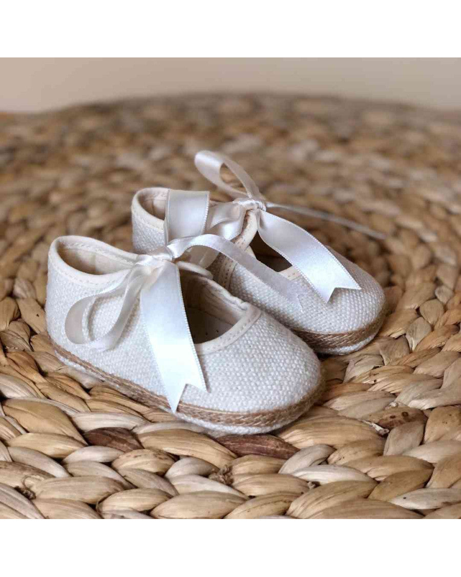 Bailarina bebé lino lazada beige