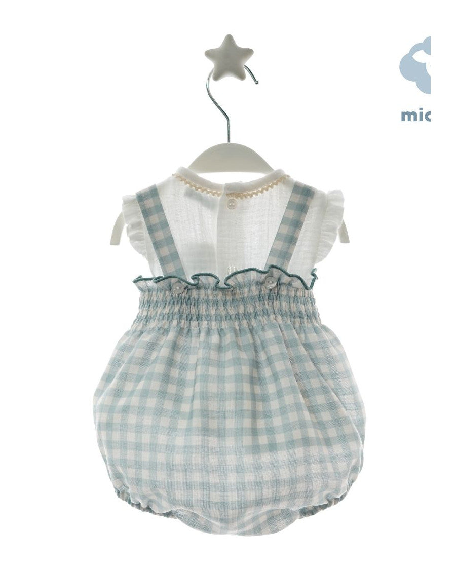 Conjunto blusa bambula y ranita vichy verde empolvado