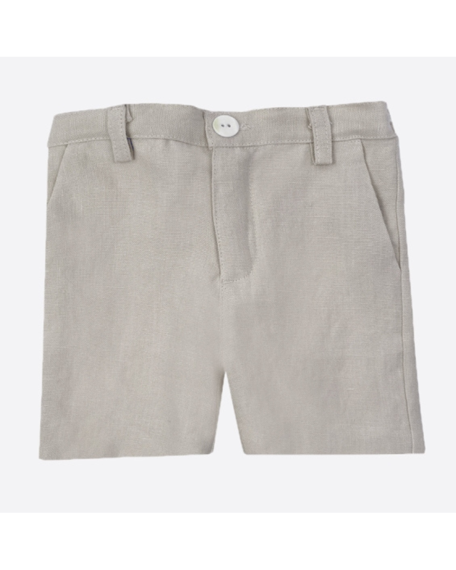 Pantalón corto niño lino tostado + fajín