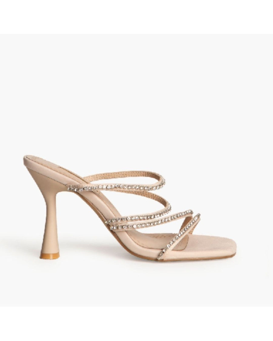 Sandalia tacón beige