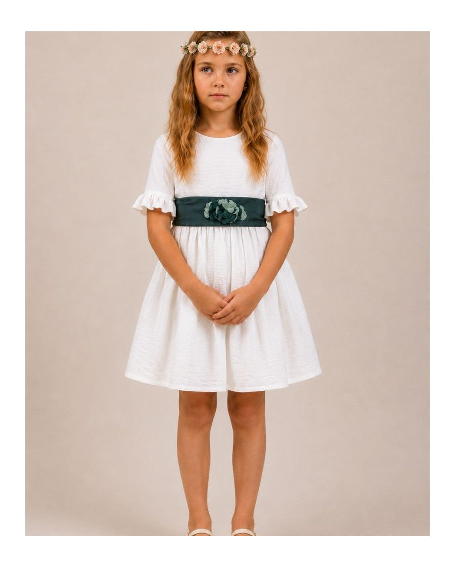 Vestido bambula fajin verde olivo