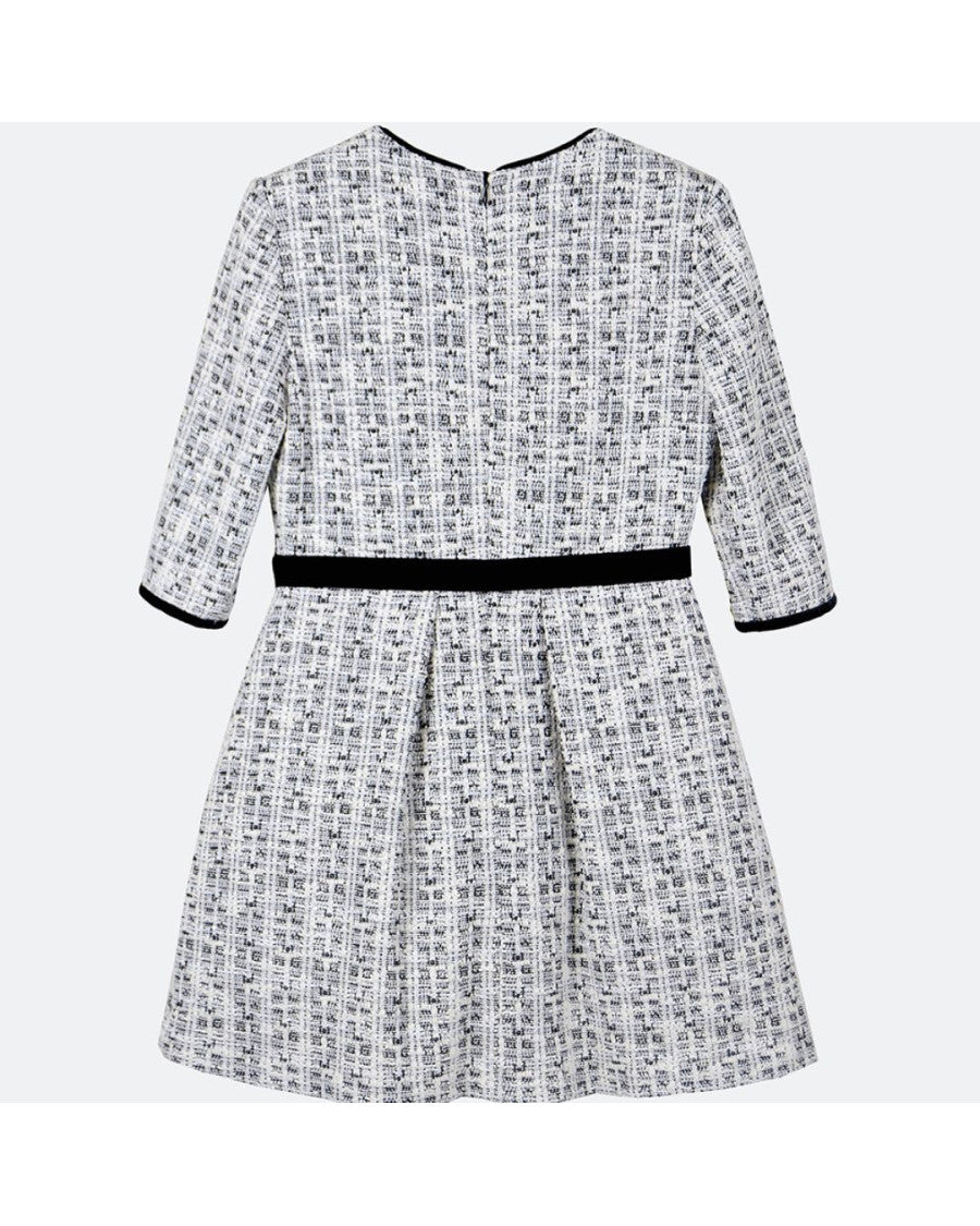 Vestido blanco y negro lazo cintura
