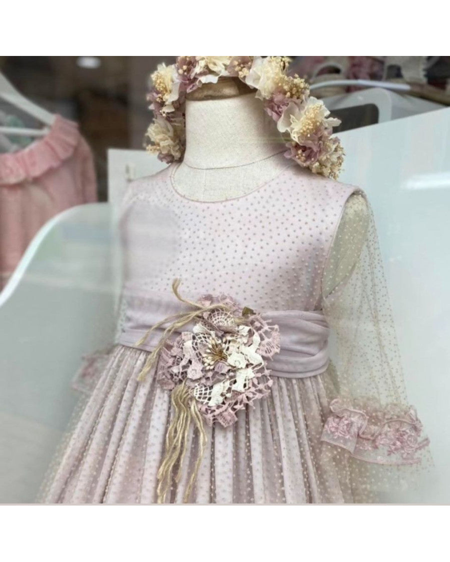 Vestido comunión plumeti bordado SIN FAJÍN.