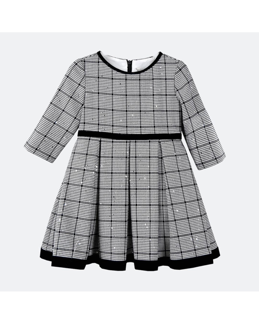 Vestido cuadros blanco y negro