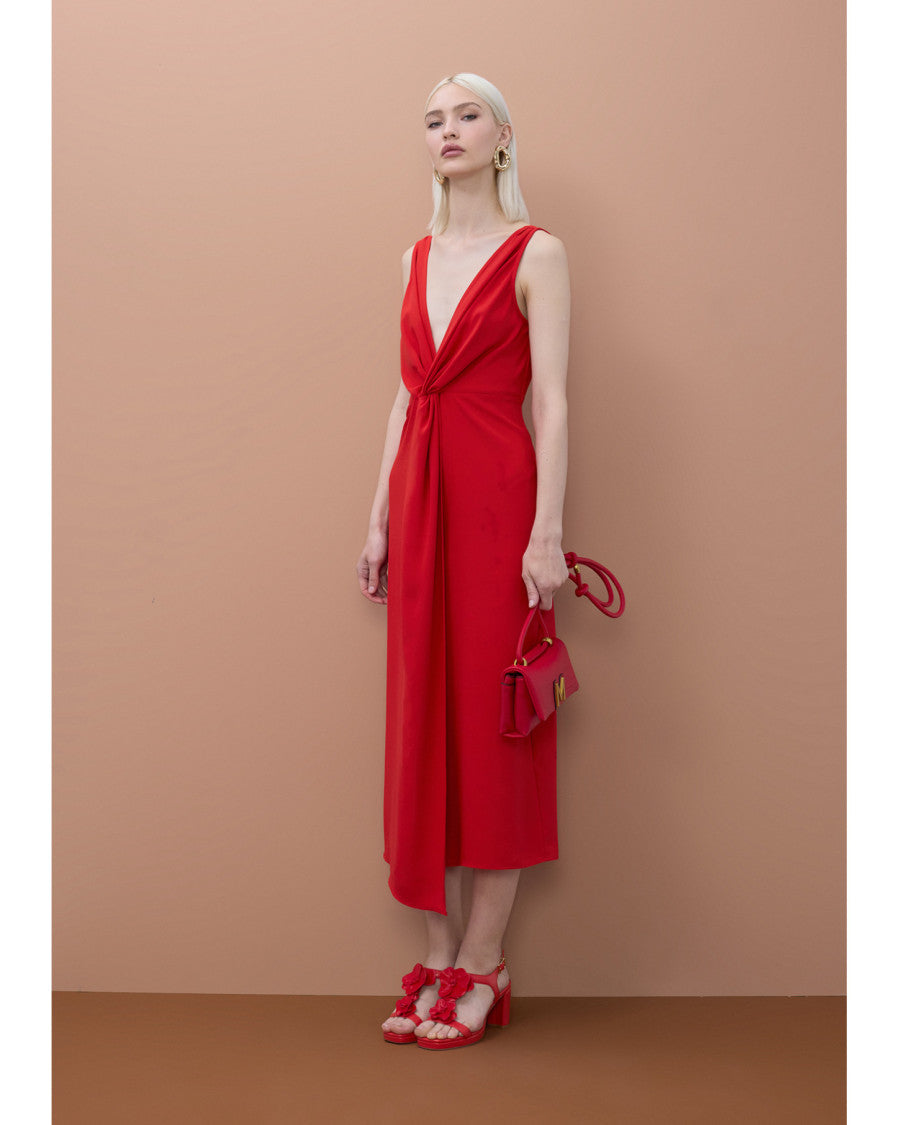 Vestido escote pico rojo